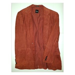 HUGO BOSS Men’s Burgundy Italian Goat Suede Jacket